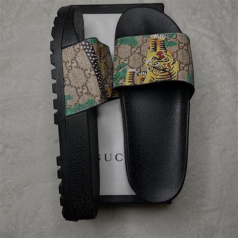 gucci bengal tiger slides|Gucci tiger slide sandals brown.